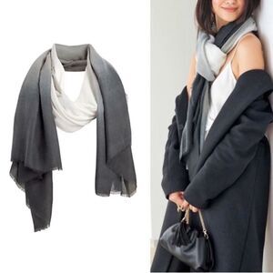 Cushnie Black/Grey Ombre Large Scarf